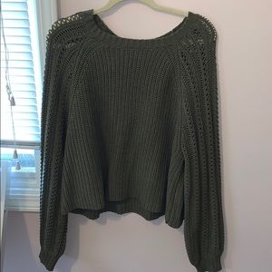 Olive green American Eagle crop sweater